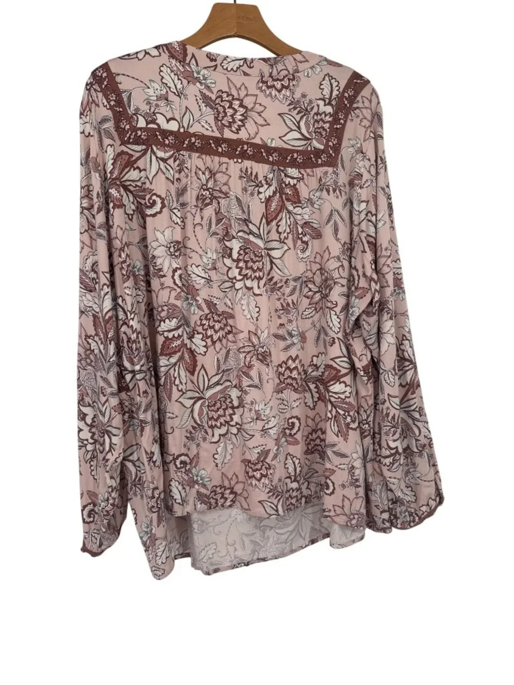 J. Jill Womens Floral Print Boho Tunic Top size 2X plus Pink  Brown Rayon - Picture 6 of 8